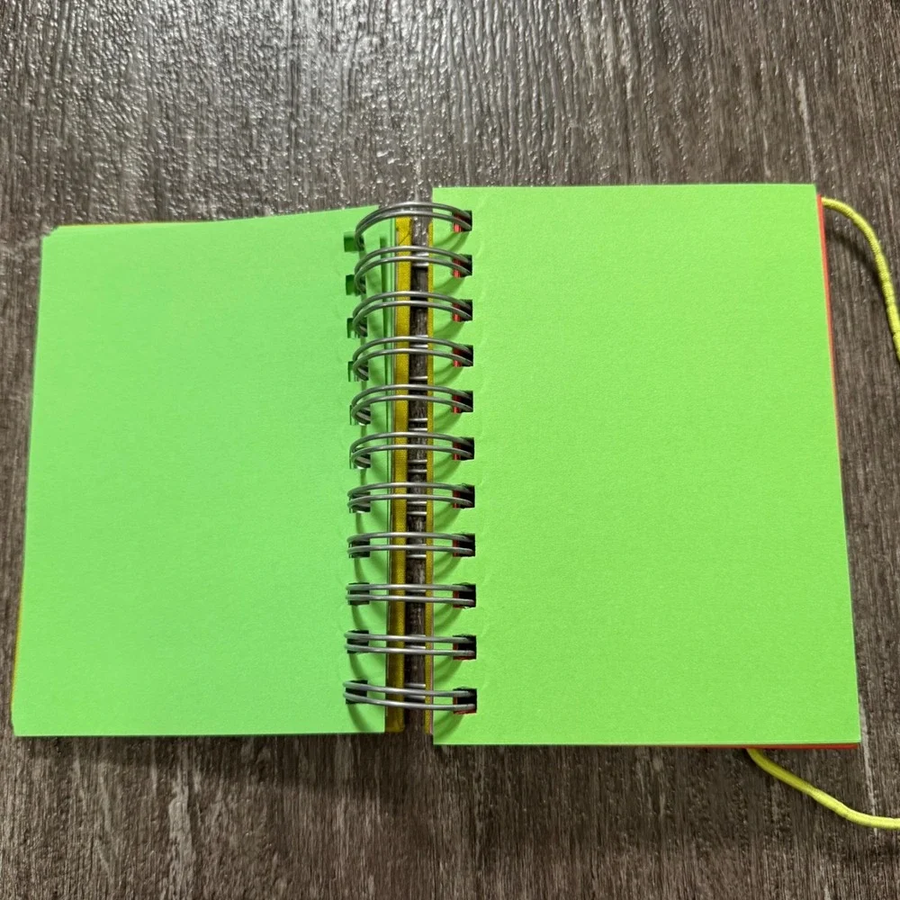 Papyrus Mini Notebook Unisex Small Lime Green Rainbow Color Block Spiral Journal
